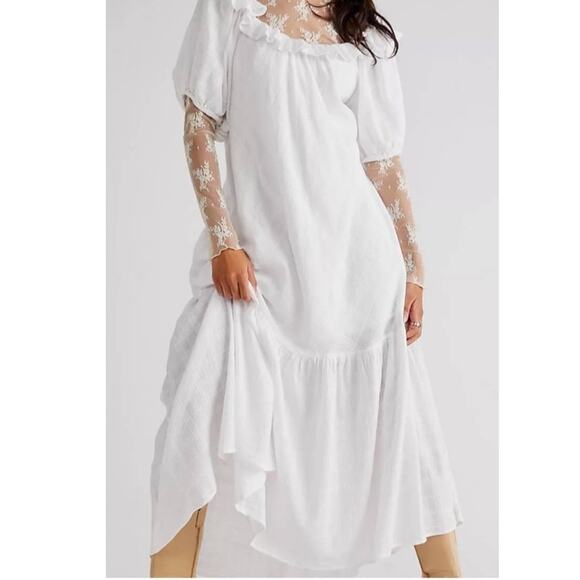 New Free People Kaylyn Midi Dress Free-est $108 MEDIUM Ivory Boho Free-est - Picture 1 of 7